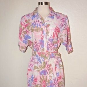 Rhymes Vintage Womens Size 12 Pink Print Dress